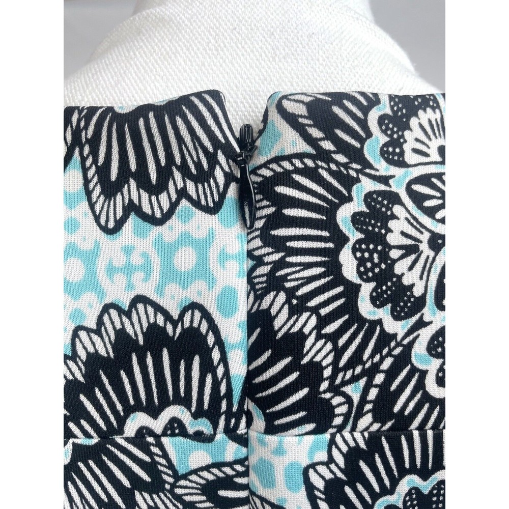 Chico’s Size 1 8/10 Black Blue Short Sleeve Dress Geometric Print - Picture 6 of 9